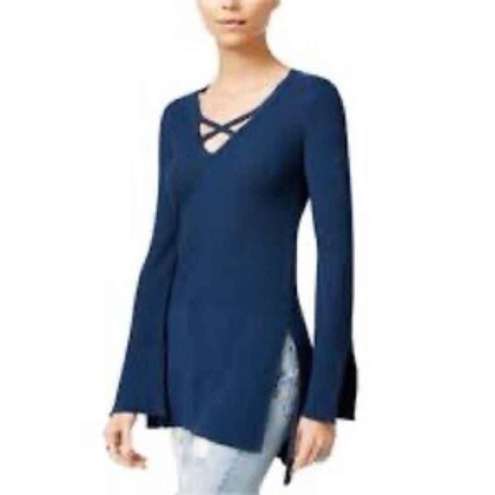 Free People Deep Blue Knit Top